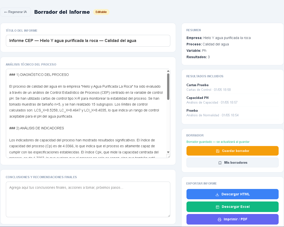 Captura del m&oacute;dulo de informes empresariales